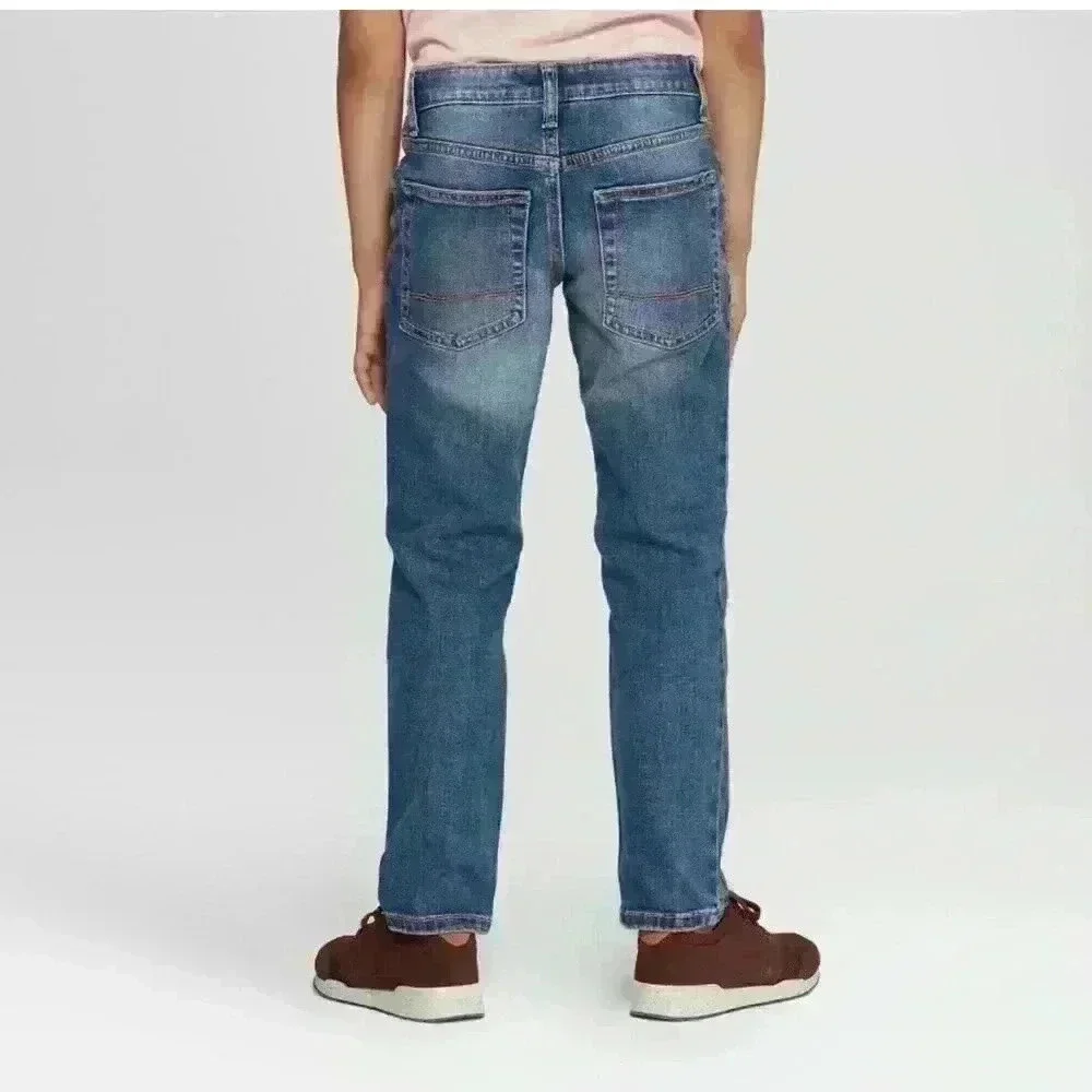 Boys' Stretch Straight Fit Jeans - Cat & Jack™ Medium Blue 6